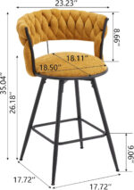 26" Bar Stools with Hand-Woven Upholstery & Backrest - Image 2