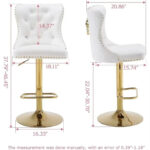 Velvet Swivel Bar Stools with Tufted Backrest - Image 3