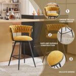 26" Bar Stools with Hand-Woven Upholstery & Backrest - Image 3