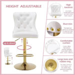 Velvet Swivel Bar Stools with Tufted Backrest - Image 6