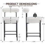 Modern Sherpa Bar Stools Set of 2 with Black Metal Base - Image 3