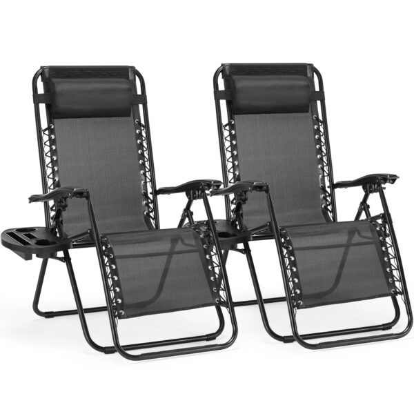Zero Gravity Chair Set of 2 with Cup Holders