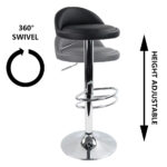 PU Leather Bar Stool with Swivel & Backrest - Image 4
