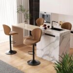 Bar Stool Set of 4: Modern Swivel Bar Chairs with High Backrest - Image 11
