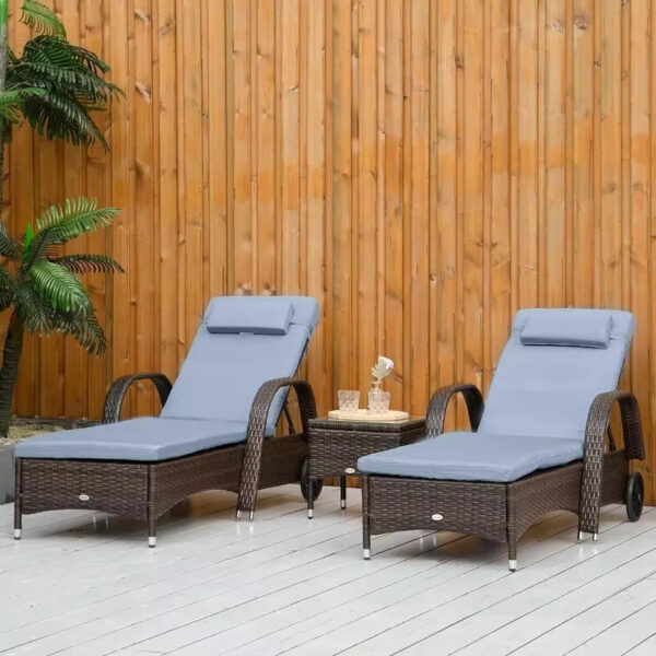 2-Piece Outdoor Chaise Lounge Set with 5-Level Adjustment
