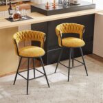 26" Bar Stools with Hand-Woven Upholstery & Backrest - Image 5