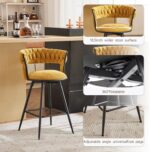 26" Bar Stools with Hand-Woven Upholstery & Backrest - Image 4
