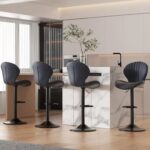 Bar Stool Set of 4: Modern Swivel Bar Chairs with High Backrest - Image 10