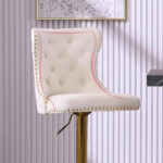 Velvet Swivel Bar Stools with Tufted Backrest - Image 5