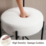 Modern Sherpa Bar Stools Set of 2 with Black Metal Base - Image 6