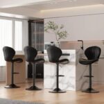 Bar Stool Set of 4: Modern Swivel Bar Chairs with High Backrest - Image 9
