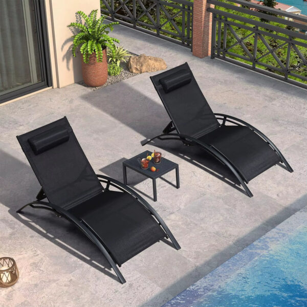 Outdoor Chaise Lounge Set for Pool Patio